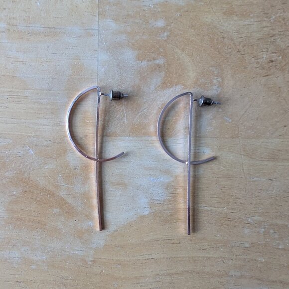 Rose Gold Geometric Earrings - Picture 3 of 4